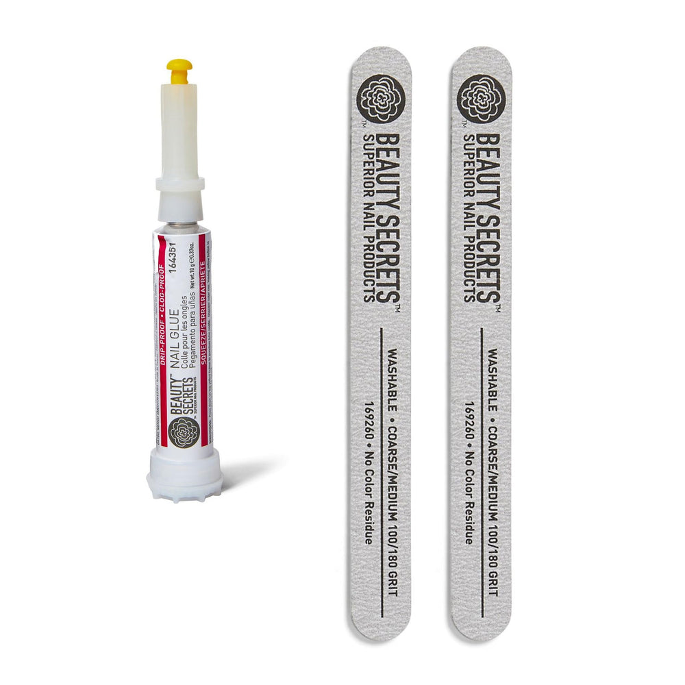 Beauty Secrets nail glue bottle dispense for precise application and secure bonding