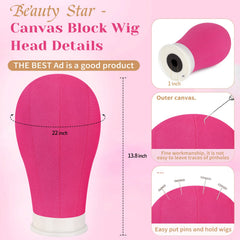Beauty Star canvas 22-inch wig head for precise styling guidance
