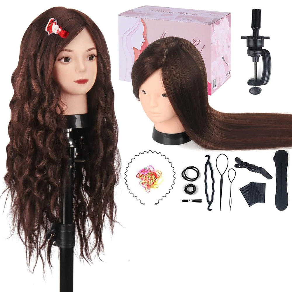 Beauty Star mannequin head 80% real hair for realistic styling practice.