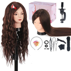 Beauty Star mannequin head 80% real hair for realistic styling practice.