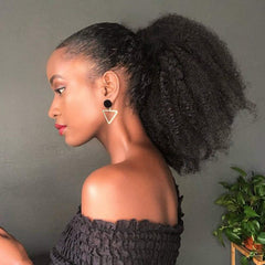 Beauty Youth Afro Puff drawstring ponytail clip-in shown for easy daily styling.