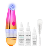 BeautyBio GLOfacial device in golden glow delivering deep cleansing and hydrating benefits.