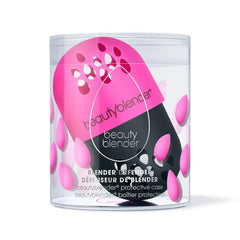 beautyblender Blender Defender case closed highlights durable, shatter-proof storage for clean makeup sponges.