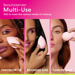 Beautyblender Bubble Blender Precision Tip enables targeted concealing for crisp edges.