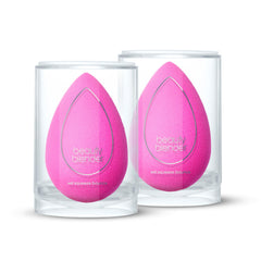 Beautyblender Original Pink sponge close-up, water-activated for smooth foundation blending.
