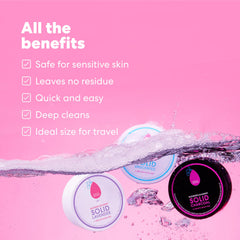 Beautyblender Blendercleanser Solid Lavender bar cleans sponges for a fresher finish.