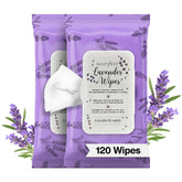 BeautyFrizz Lavender Face Wipes pack front with lavender scent and moisture.