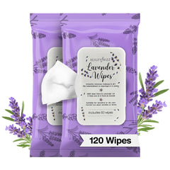 BeautyFrizz Lavender Face Wipes pack front with lavender scent and moisture.