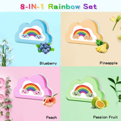 Beauwell Rainbow Bath Bombs eight-pack showing long-lasting fizz and bubbles.
