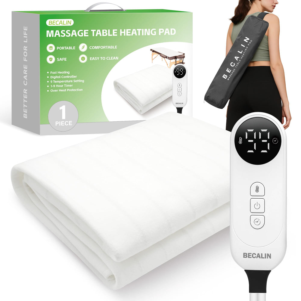 BECALIN massage table warmer laid flat showing full-table coverage and even warmth.