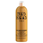 Bed Head Color Goddess Shampoo bottle closeup showcasing color protection and shine.