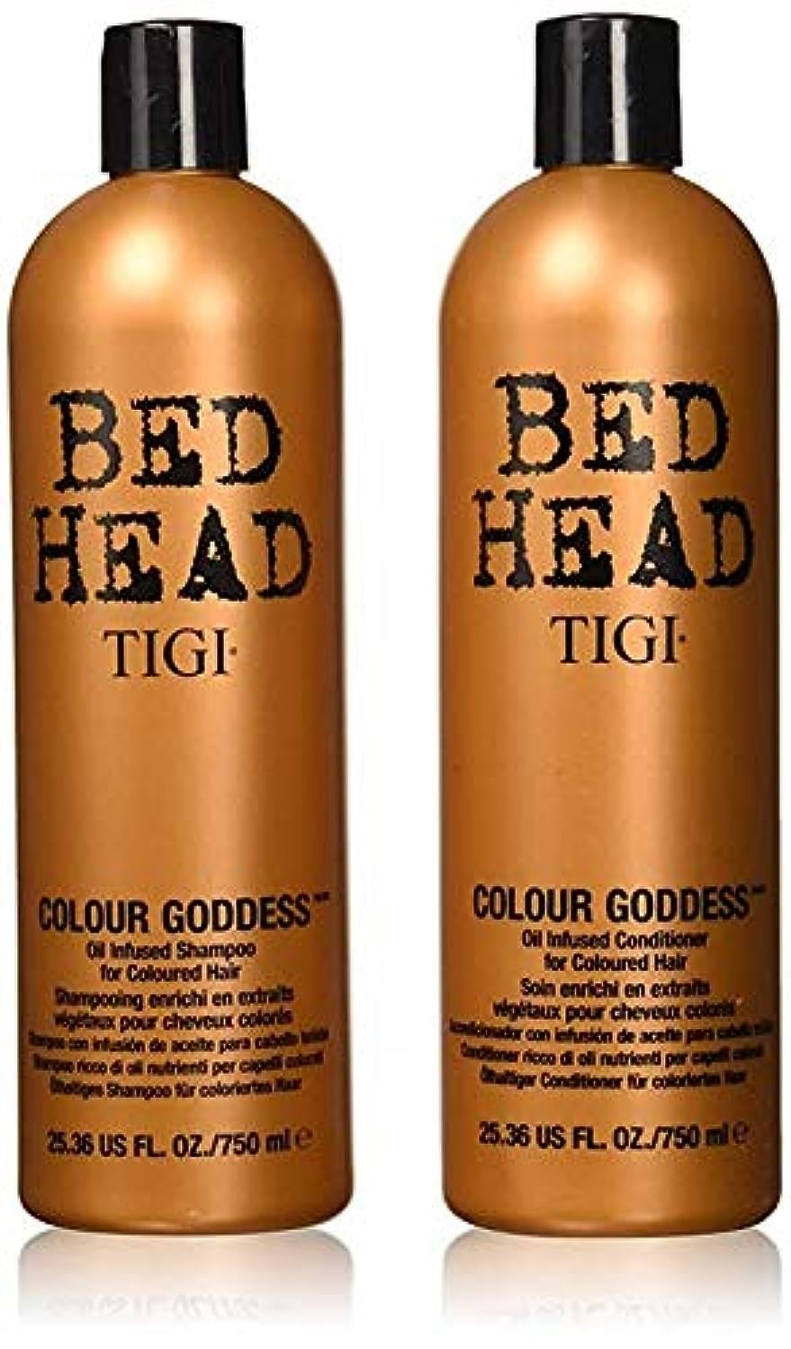 Bed Head Color Goddess shampoo bottle promoting color vibrancy and shine.
