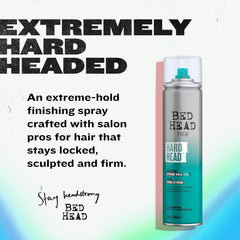 Bed Head Hard Head Hairspray natural shine finish for a polished look without stiffness.