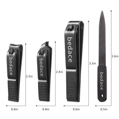 Bedace nail clippers set arc-mouth medium clippers for smooth cuts and ergonomic grip
