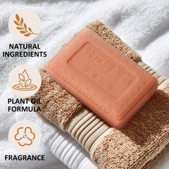 Bee & Flower sandalwood bar rinse scene, smooth cleansing without dryness.