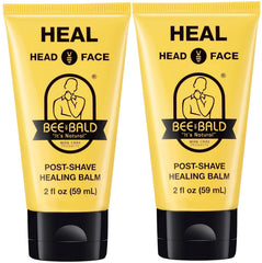 Bee Bald Heal aftershave pack shot highlighting post-shave relief for irritated skin.