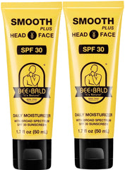 Bee Bald SMOOTH PLUS moisturizer pump bottle for daily head and face hydration with SPF 30.