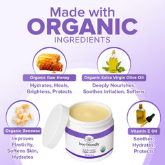 BeeFriendly Organic Night Cream texture spread evenly for deep moisture and comfort.
