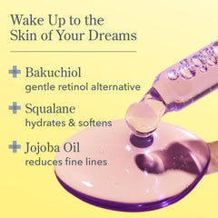 Beekman 1802 Dream Booster Bakuchiol Serum dropper ready for nightly routine application.