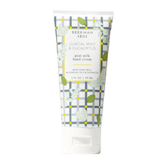 Beekman 1802 Glacial Mint Eucalyptus hand cream in 2oz jar for instant hydration.