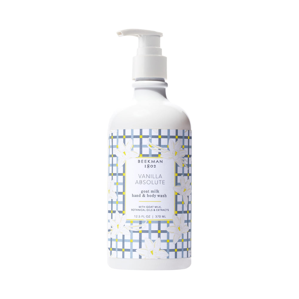 Beekman 1802 Goat Milk Hand Wash Vanilla Absolute bottle shows premium cleansing for soft skin