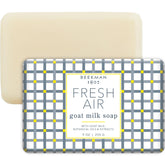 Beekman 1802 Goat Milk Soap Bar Fresh Air packaging highlights gentle cleansing with toxin-free ingredients