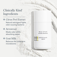 Beekman 1802 Milk Stick packaging label - cruelty-free branding
