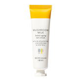 Beekman 1802 Mushroom Goat Milk Eye Cream tube showing easy, hydrating under-eye application