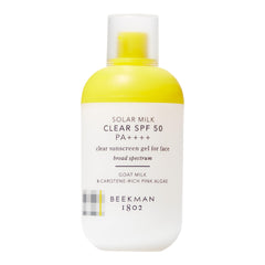 Beekman 1802 Solar Milk SPF50 bottle and pump for easy daily protection