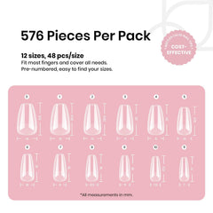 Beetles PMMA nail tips in 12 sizes deliver durable extensions for everyday wear.