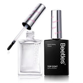Beetles Gel Polish 2Pcs base and top coat set closeup showing clear gloss.