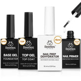Beetles 4Pcs gel prep set box with base and top coats for salon-grade shine