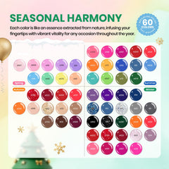 Beetles 60 colors nail polish bottles arranged for easy color selection.