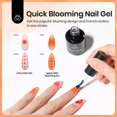 Beetles Blooming Gel floral print nail art for watercolor-like petals.