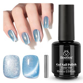 Beetles Blue Cat Eye Gel Polish bottle front showing light blue shimmer for instant style.