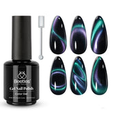 Beetles Blue Cat Eye Gel Polish bottle showing magnetic color reveal for chic nails