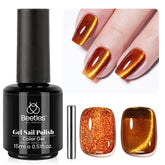 Beetles Brown Cat Eye Gel Polish amber glint closeup highlights warm fall nails