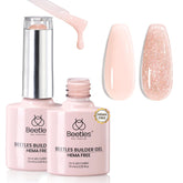 Beetles Builder Gel Amber Embrace nude shade close-up for natural nails
