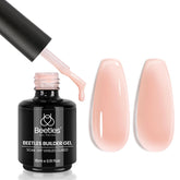 Beetles Builder Gel bottle closeup showing jelly nude shade for natural-looking nails easy manicure.