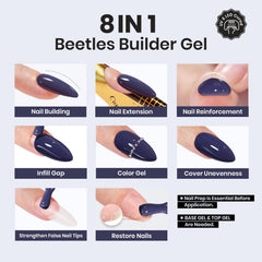 Beetles Builder Gel Indigo Nocturne swatch highlighting rich color and depth.