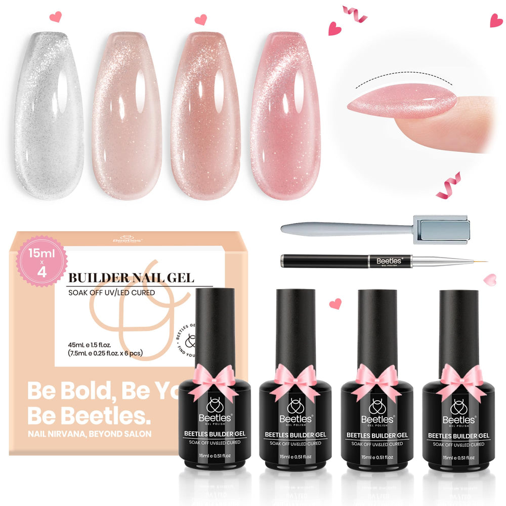 Beetles Builder Gel Kit Star Cascade colors for durable cat-eye effects.