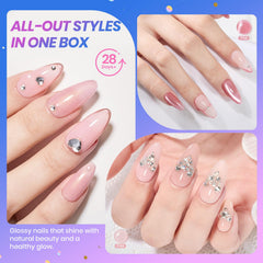 Beetles builder gel and glue image illustrates sturdy nail enhancements for home use.