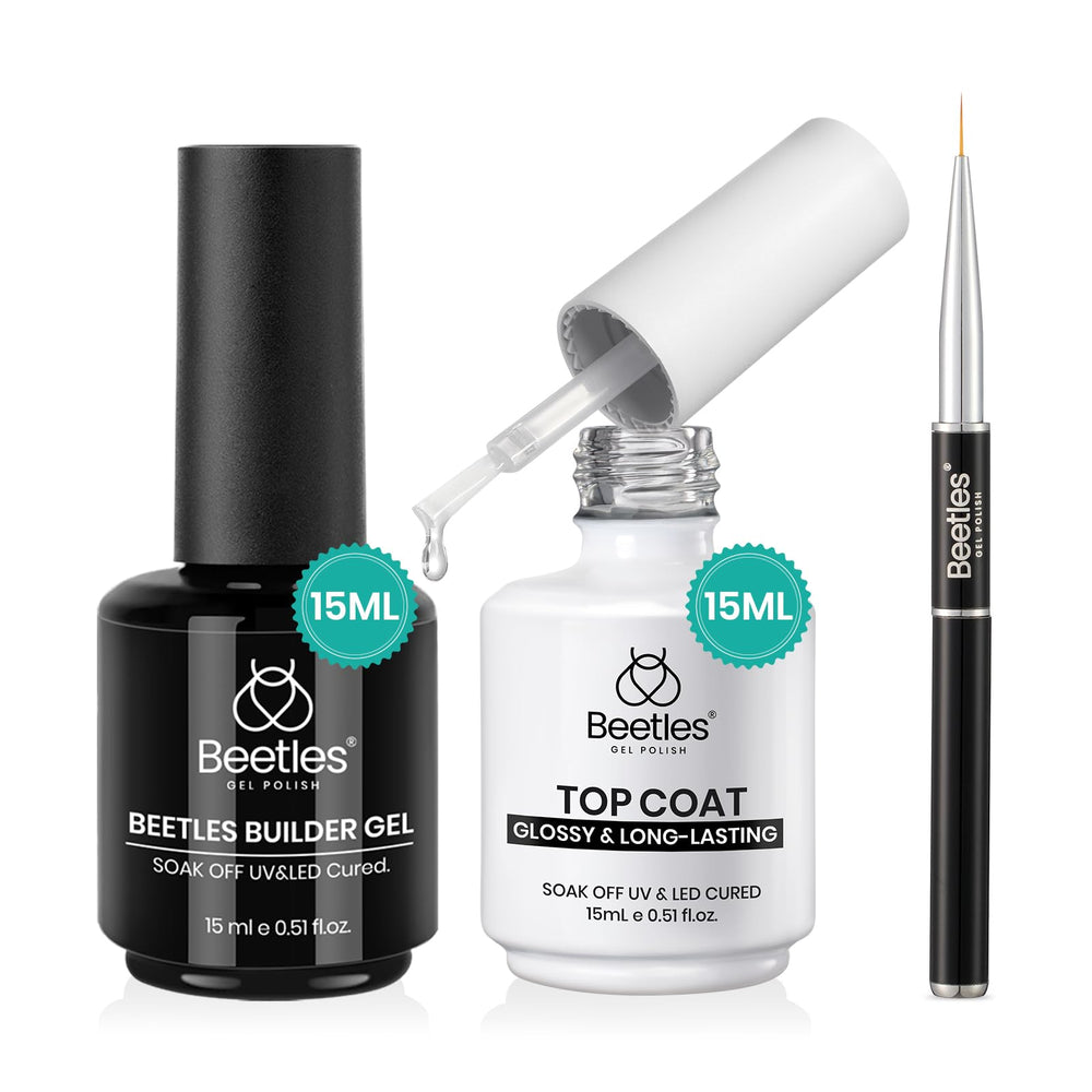 Beetles Builder Gel nail brush enables precise edge refinement for smoother nails.