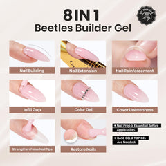 Beetles Builder Gel nails extension in progress during sculpting for beginners.