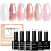 Beetles Builder Gel Set bottles display six glitter colors for versatile nail design