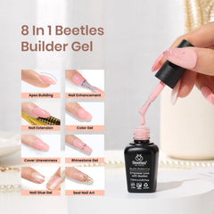 Beetles Builder Gel Set application brush in action enabling precise sculpting