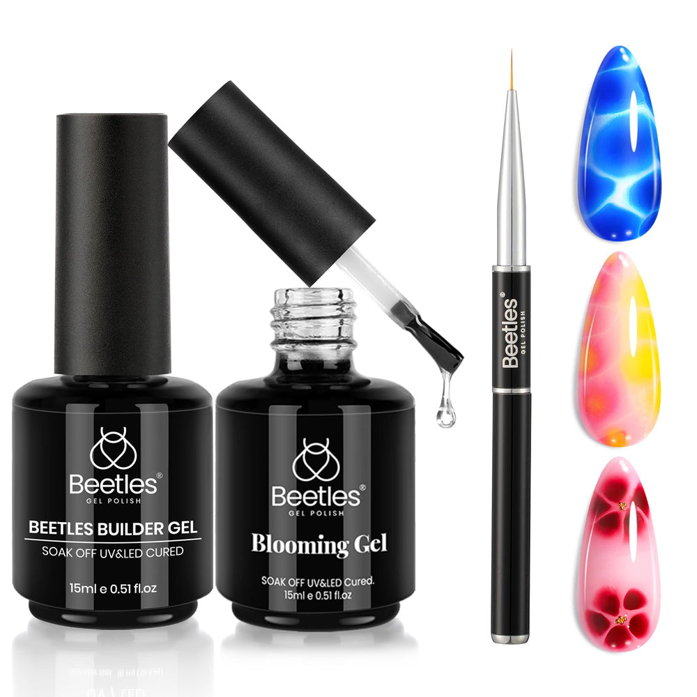 Beetles builder gel set marble-design for easy nail art.