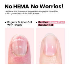 Beetles Builder Gel short bristle brush smoothing bubbles during application.
