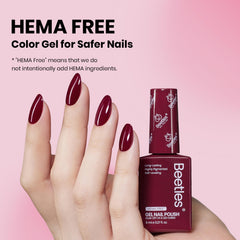 Beetles Burgundy Red gel pigment swatch shows rich color for high-impact nails