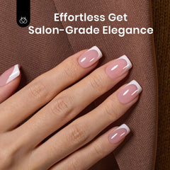 Beetles Camellia French tip nails pink short press-on for easy at-home application